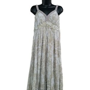 Beachy Maxi Dress Sz M Soft Surroundings Summer Breeze Braided Straps Silky Boho